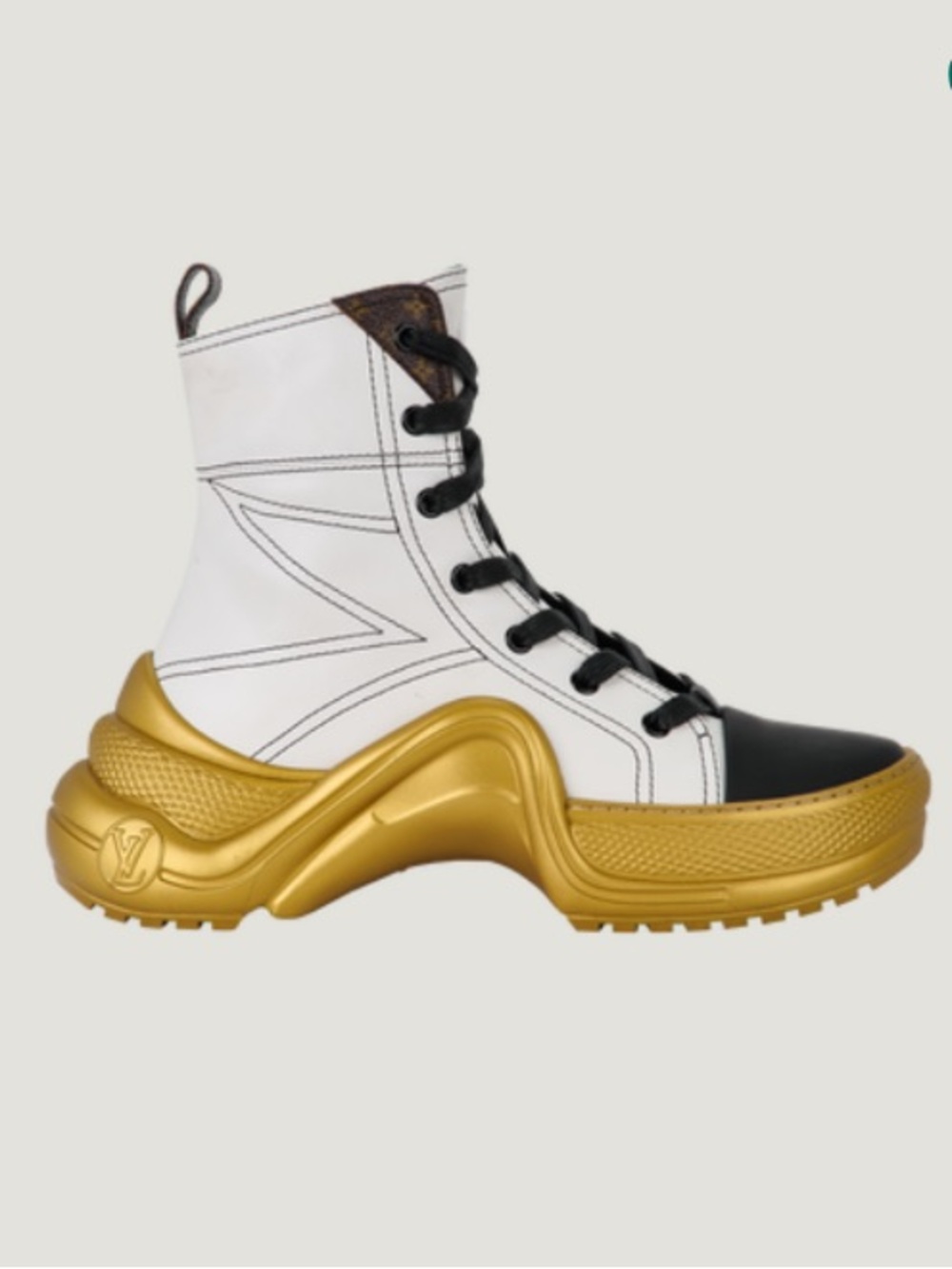 Louis Vuitton White, Black & Gold Archlight High-Top Boots